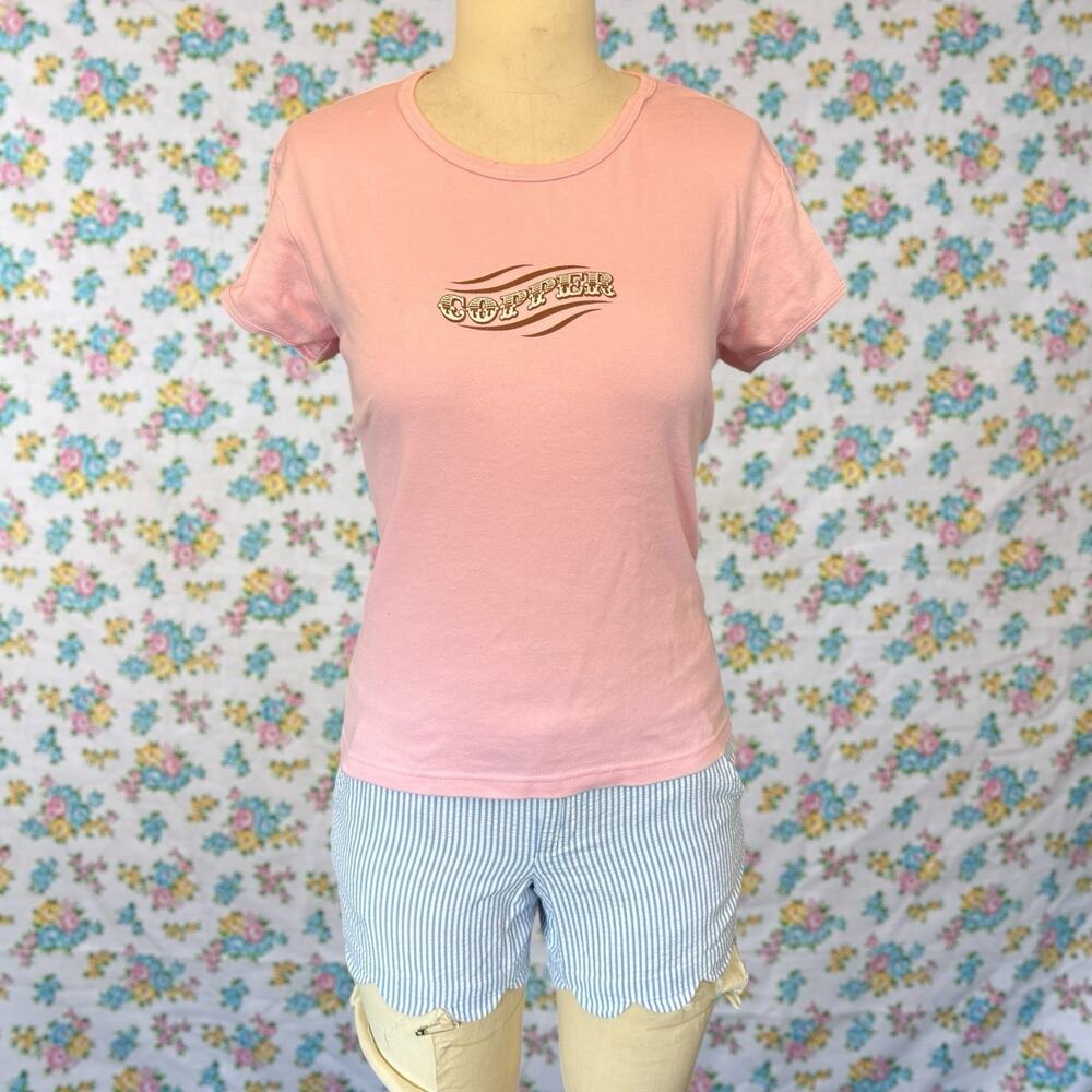 Vintage Y2K Pale Pink Copper Tee Shirt Size Extra Large